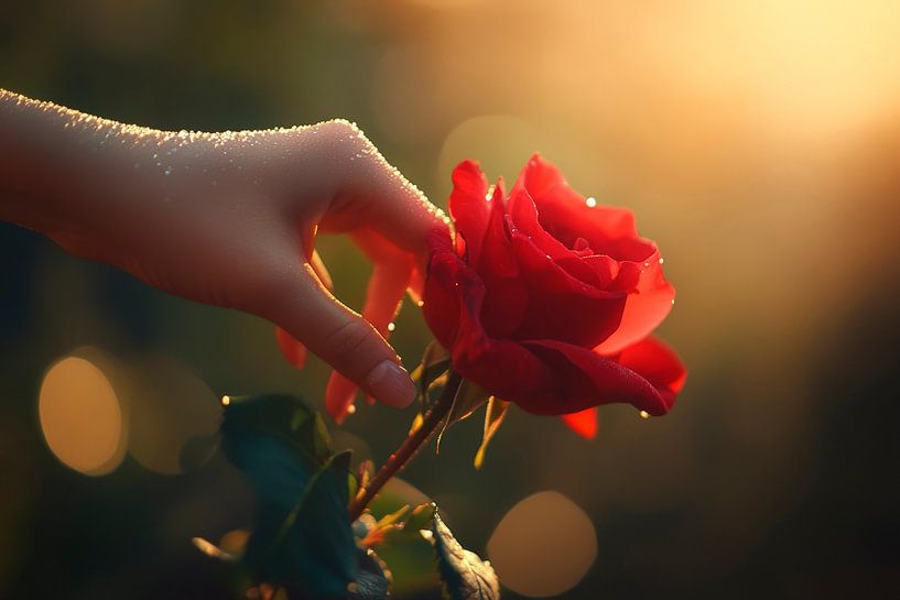 Red rose in the light by Poster Art Shop