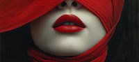 Vrouw Rood Zwart | Crimson Shadowplay van Kunst Kriebels thumbnail