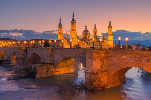 Sunset in Zaragoza, Spain