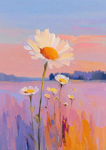 Wilde madeliefjes in de paarse zonsondergang van Niklas Maximilian