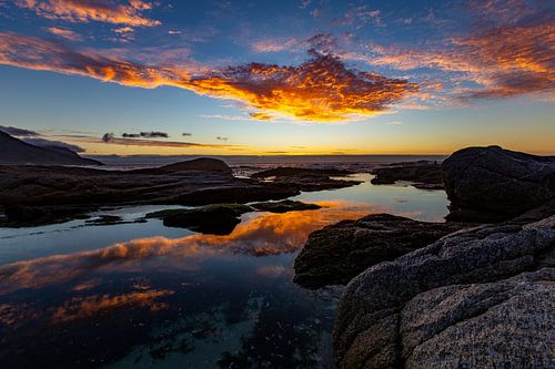 Zonsondergang, Bloubergstrand Beach, Zuid-Afrika