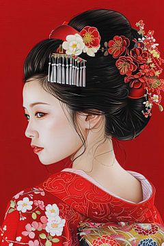 Geisha schilderij van Egon Zitter