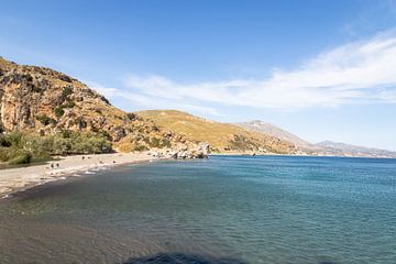 Uitzicht op de zee vanaf Preveli strand, Kreta | Reisfotografie van Kelsey van den Bosch