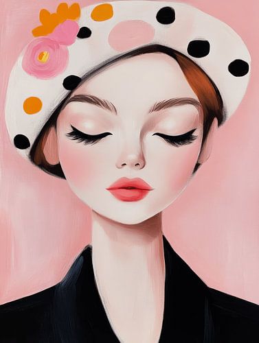 Portret in pastelkleuren, hippe illustratie