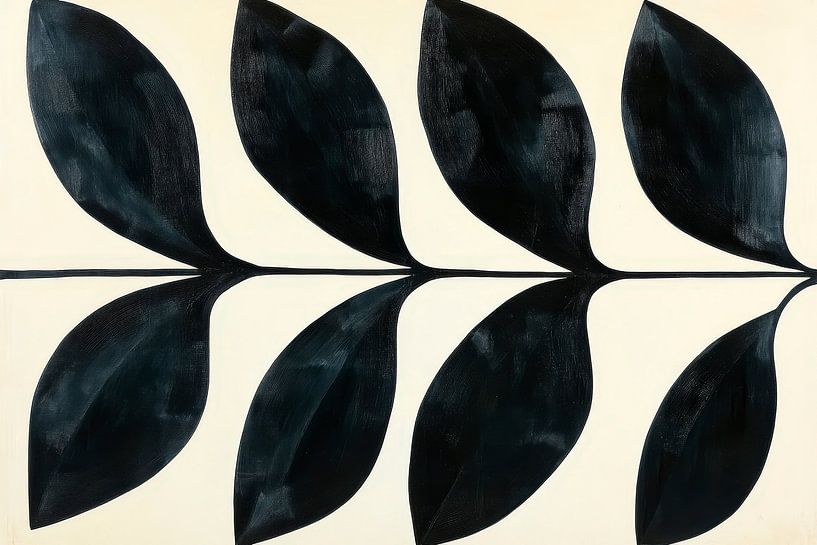 Schwarze Blätter auf hellem Hintergrund von Poster Art Shop