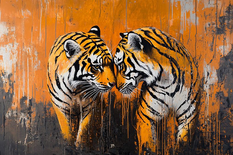 Two tigers modern painting by Imperial Art House