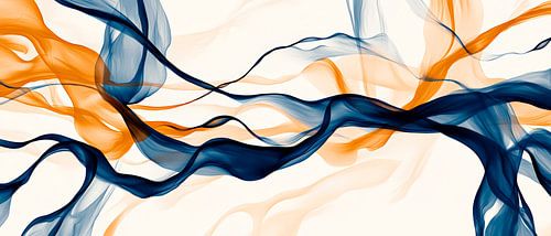 Vloeiende kleuren in blauw en oranje