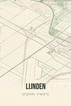 Vieille carte de Lijnden (Hollande du Nord) sur Rezona