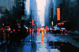 Urban fog scene at dusk by Poster Art Shop