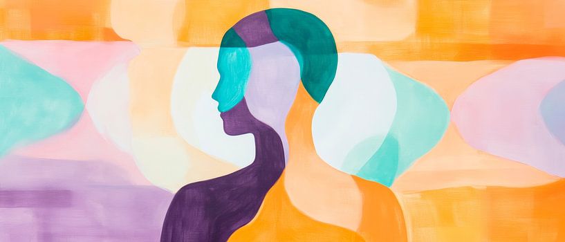 Colours of silence - Face in profile Soul landscape - M by Poster Art Shop