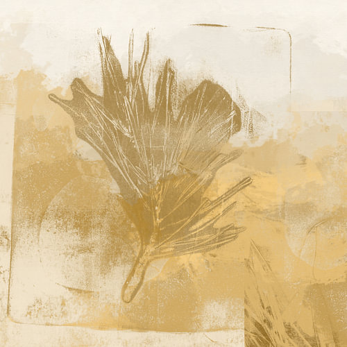 Ochre yellow leaves. Modern botanical art by Dina Dankers