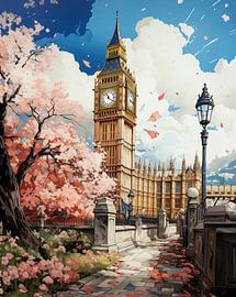 Big Ben im Frühling von Kees van den Burg
