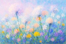 Meadow charm with dandelions and wildflowers by Claudia Gründler
