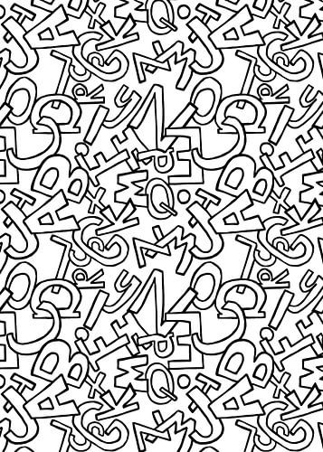 Lettres blanc noir | motif sur Yvonne Warmerdam | Made to resonate
