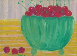 Green Bowl with Cherries