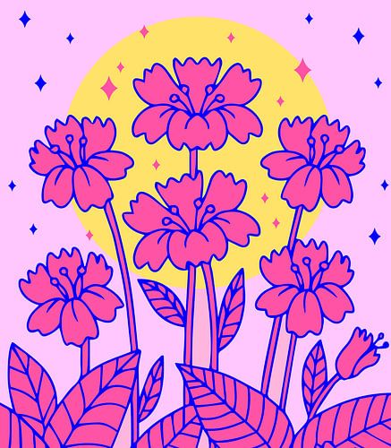 Kleurrijke bloemen landschap