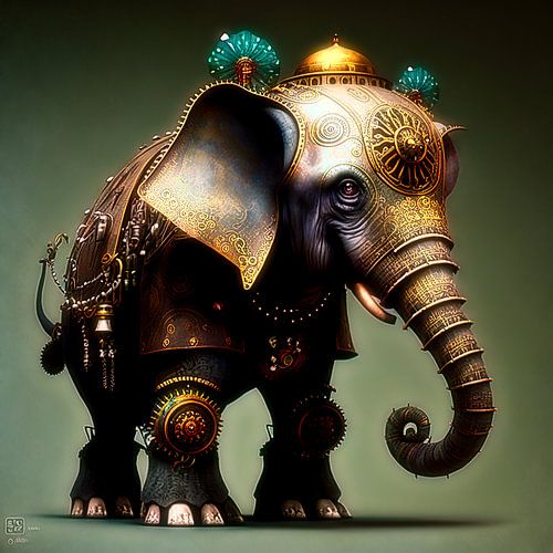 Olifant in steampunk stijl