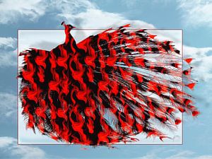 Paon rouge artistique