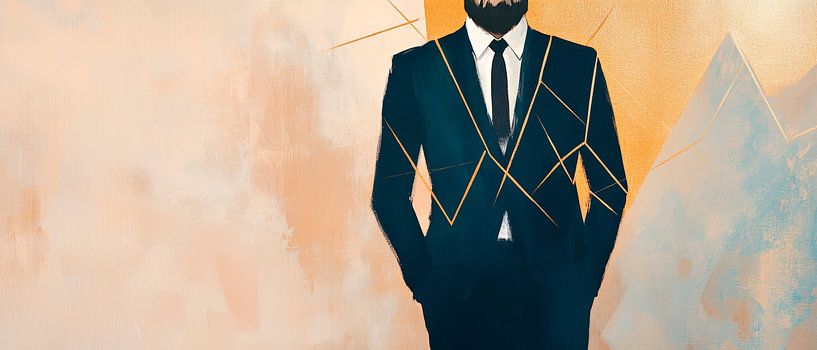 Geometrische Eleganz in Anzug und Krawatte von Poster Art Shop