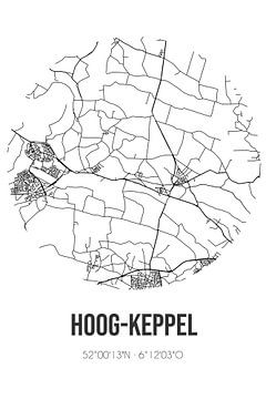 Hoog-Keppel (Gelderland) | Karte | Schwarz und Weiß von Rezona