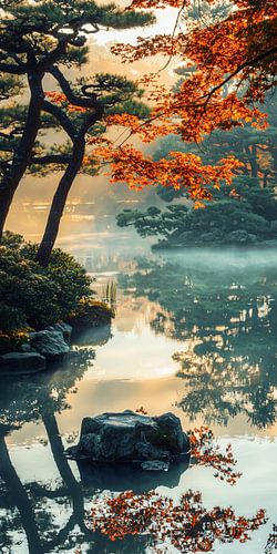 Zen tuin achtergrond banner. Aziatisch seizoensbeeld