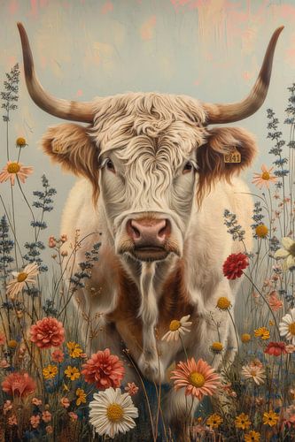 Field Majesty - Bull amidst floral splendour