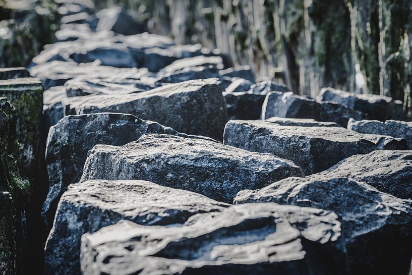 Basalt blocks long the Dutch dikes by Fotografiecor .nl