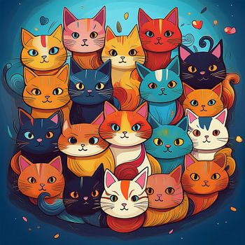 Lots of colourful cats