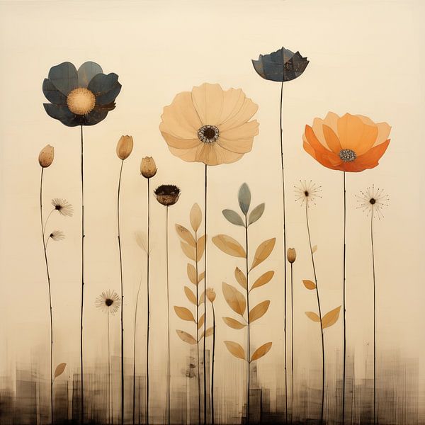Large flowers vintage light colours by TheXclusive Art