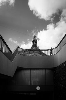 Steps to the City in Black and White
