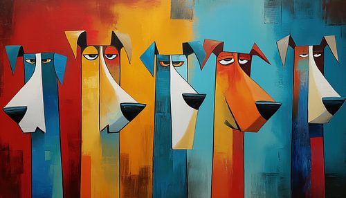 Abstracte sarcastische honden panorama