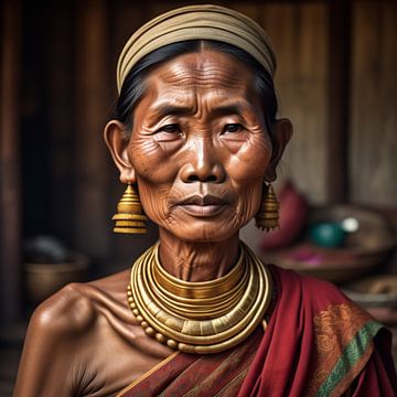 Oude vrouw in Myanmar