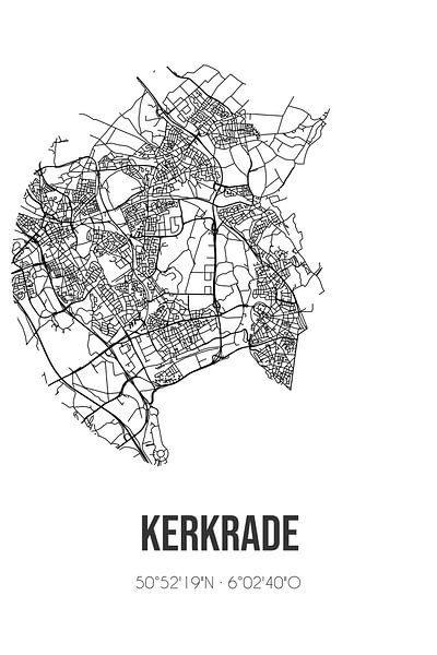 Kerkrade (Limburg) | Map | Black and white by Prints of Place
