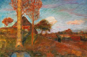 Herfstavondzon in moeras, Otto Modersohn