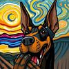 Dobermann - Surreales Tierportrait 'Der Schrei' von MIROKKU
