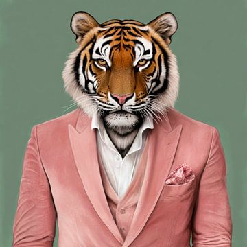 Een elegante tijger in een pak van Poster Art Shop