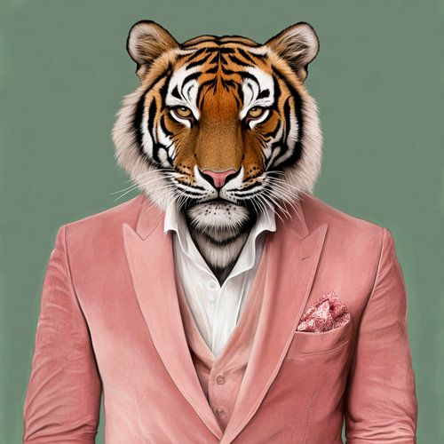 Een elegante tijger in een pak
