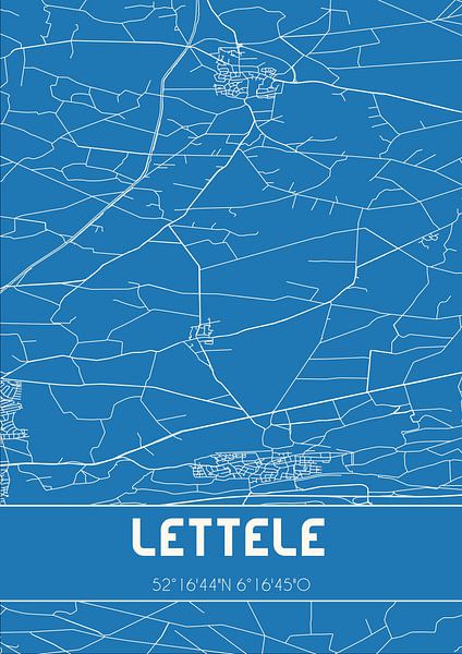 Blauwdruk | Landkaart | Lettele (Overijssel) van Stad & Wand