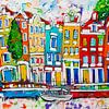 Grachten Amsterdam van Vrolijk Schilderij