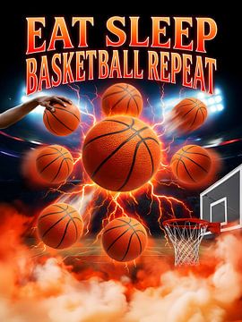 EAT SLEEP BASKETBALL REPEAT Poster