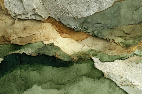 Earthly Layers –  Serene Painting in Green and Gold
