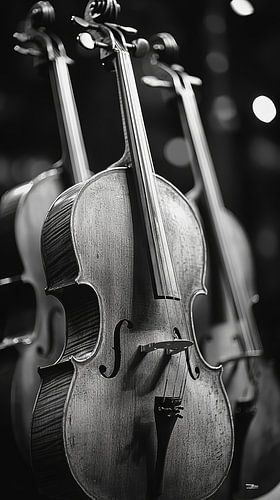 Muziekinstrument in zwart-wit