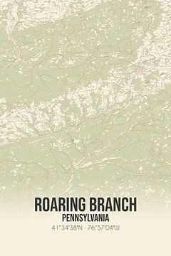 Alte Karte von Roaring Branch (Pennsylvania), USA. von Rezona