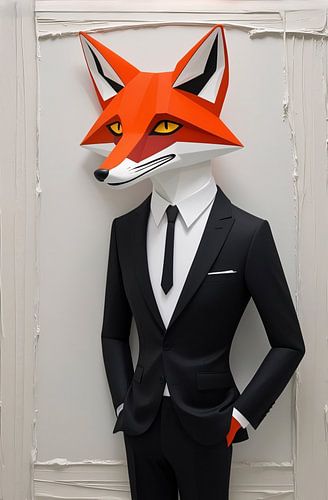 Moderne vos in zwarte smoking