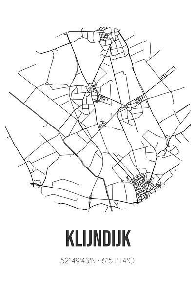 Klijndijk (Drenthe) | Map | Black and White by Prints of Place