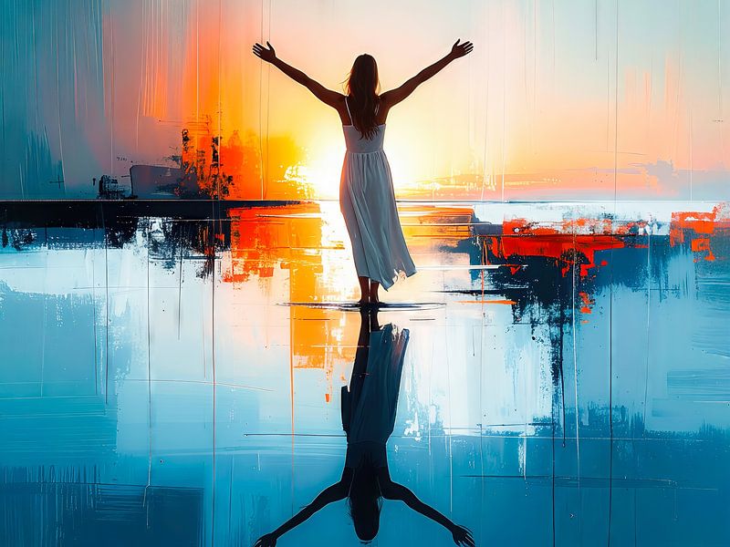 Woman in the Wadden Sea at sunrise-02 by Rautenberg Digital Art Maritim