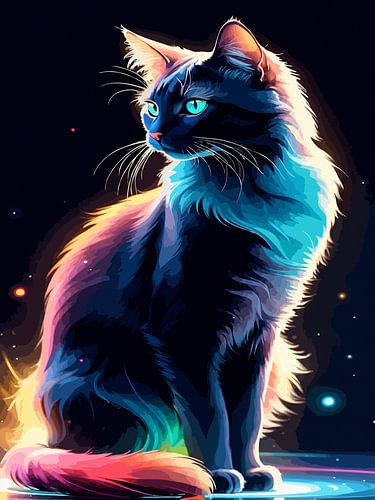 Chat néon cosmique