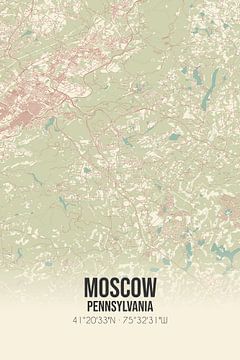Vintage landkaart van Moscow (Pennsylvania), USA. van Rezona