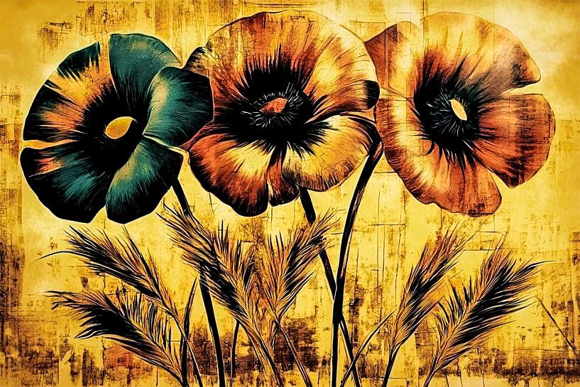 Mohn und Getreide abstrakte Kunst von Imperial Art House