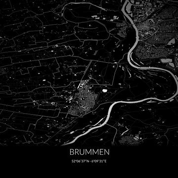 Zwart-witte landkaart van Brummen, Gelderland. van Rezona